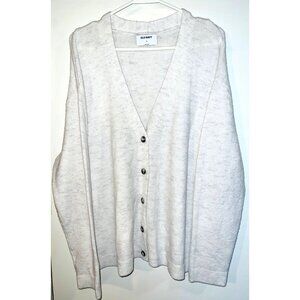 Old Navy Womens XL Button-Up Cardigan Sweater White Heather Gray Acrylic/Nylon